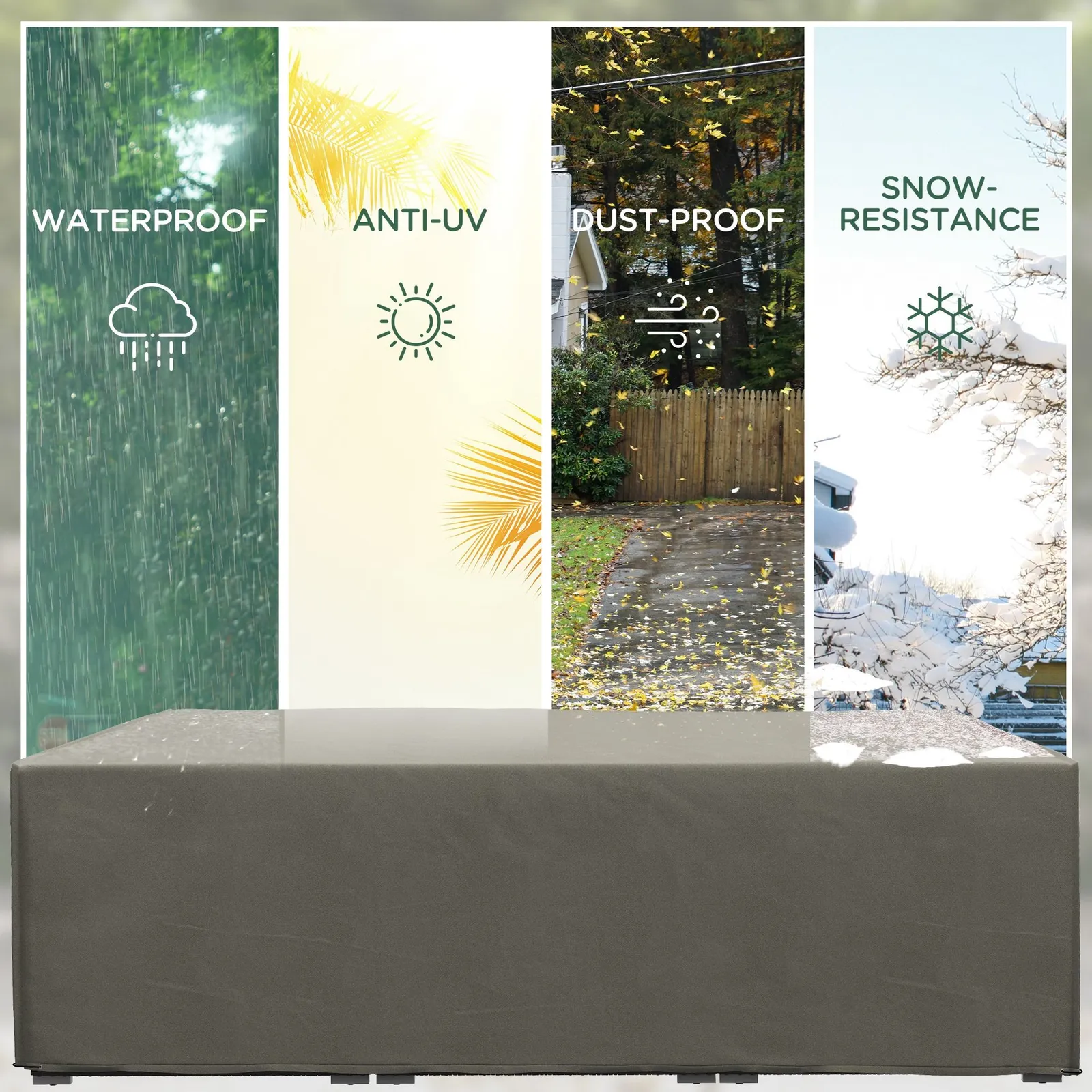 OUTSUNNY Garden Furniture Cover Outdoor Waterproof Rattan Set Rain Protection in Grey 4