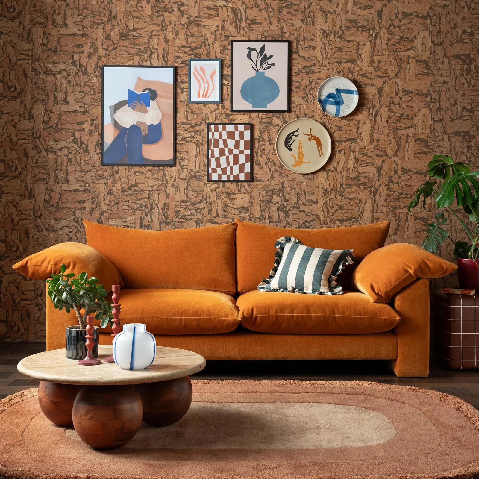 Hoxton Large Sofa, Orange Fabric | Barker & Stonehouse 2