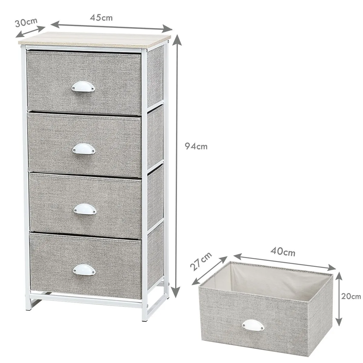 Costway 4-Drawer Fabric Dresser Metal Frame Chest of Drawers Nightstand 5