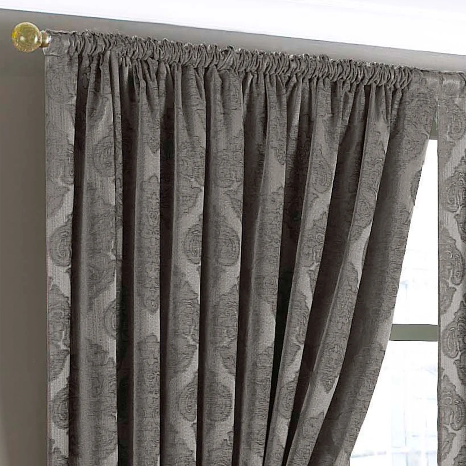 Paoletti Winchester Pencil Pleat Curtains in Light Brown 2