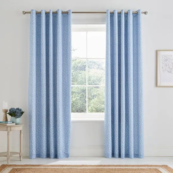 Annie Floral Cotton Blackout Eyelet Curtains 2