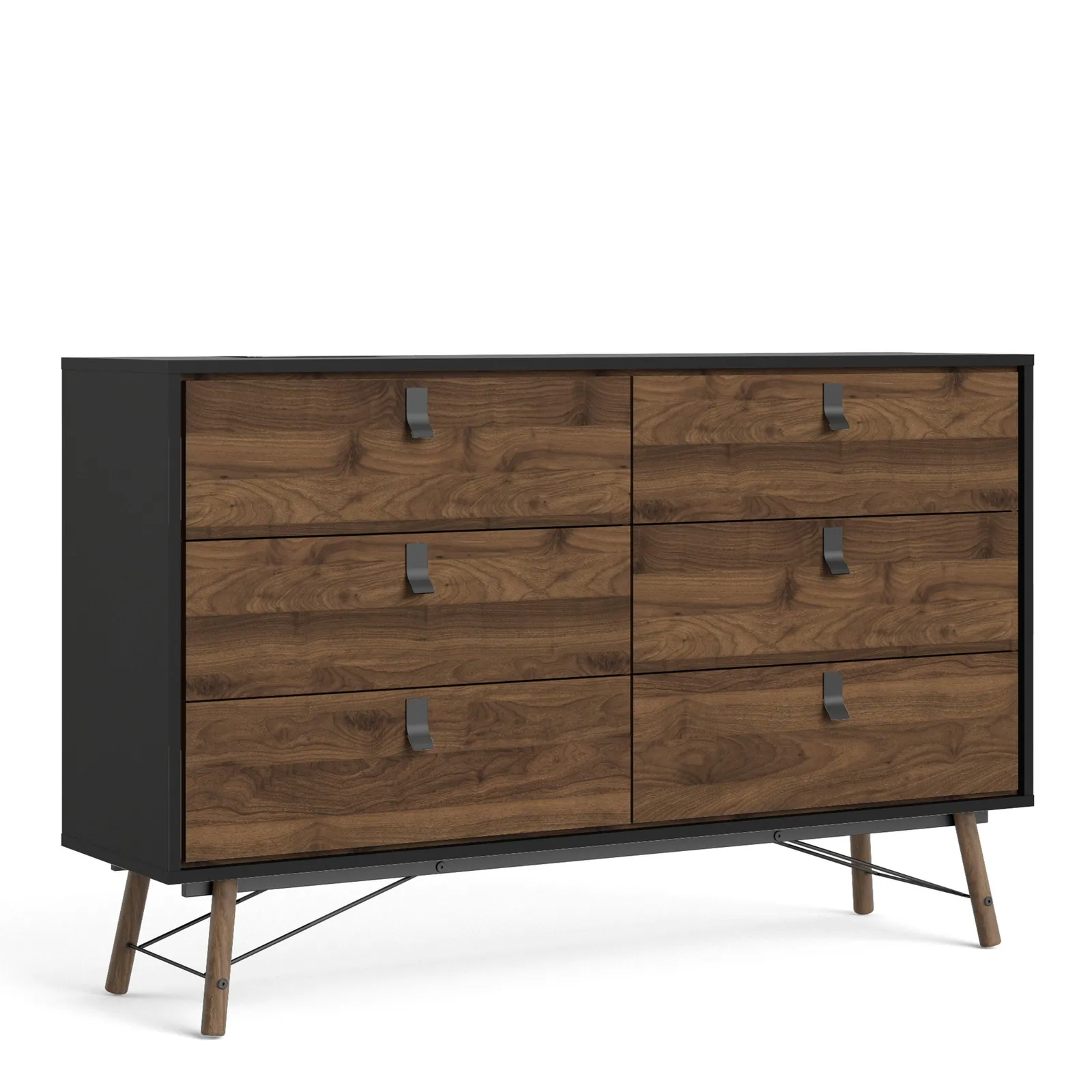 Furniture To Go Ry Wide Double Chest of Drawers 6 Drawers in Black