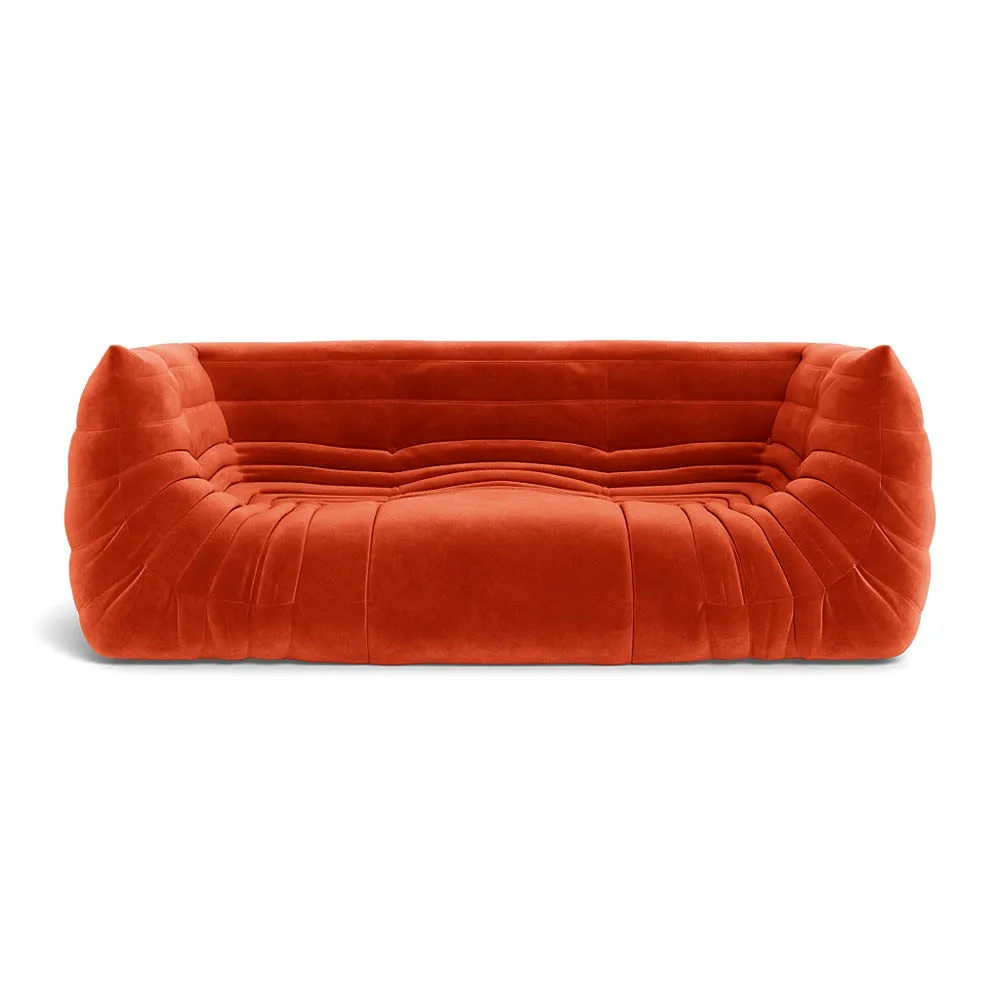 Ligne Roset Togo Medium Settee in Alcantara Orange 1