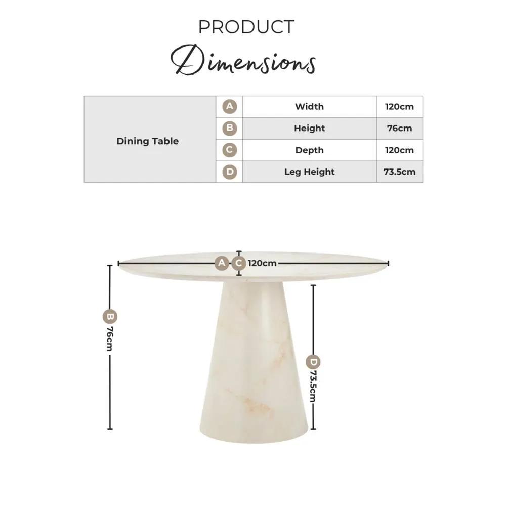 FurnitureboxUK Palma Round 4-6 Seater Pedestal Dining Table in Cream 2