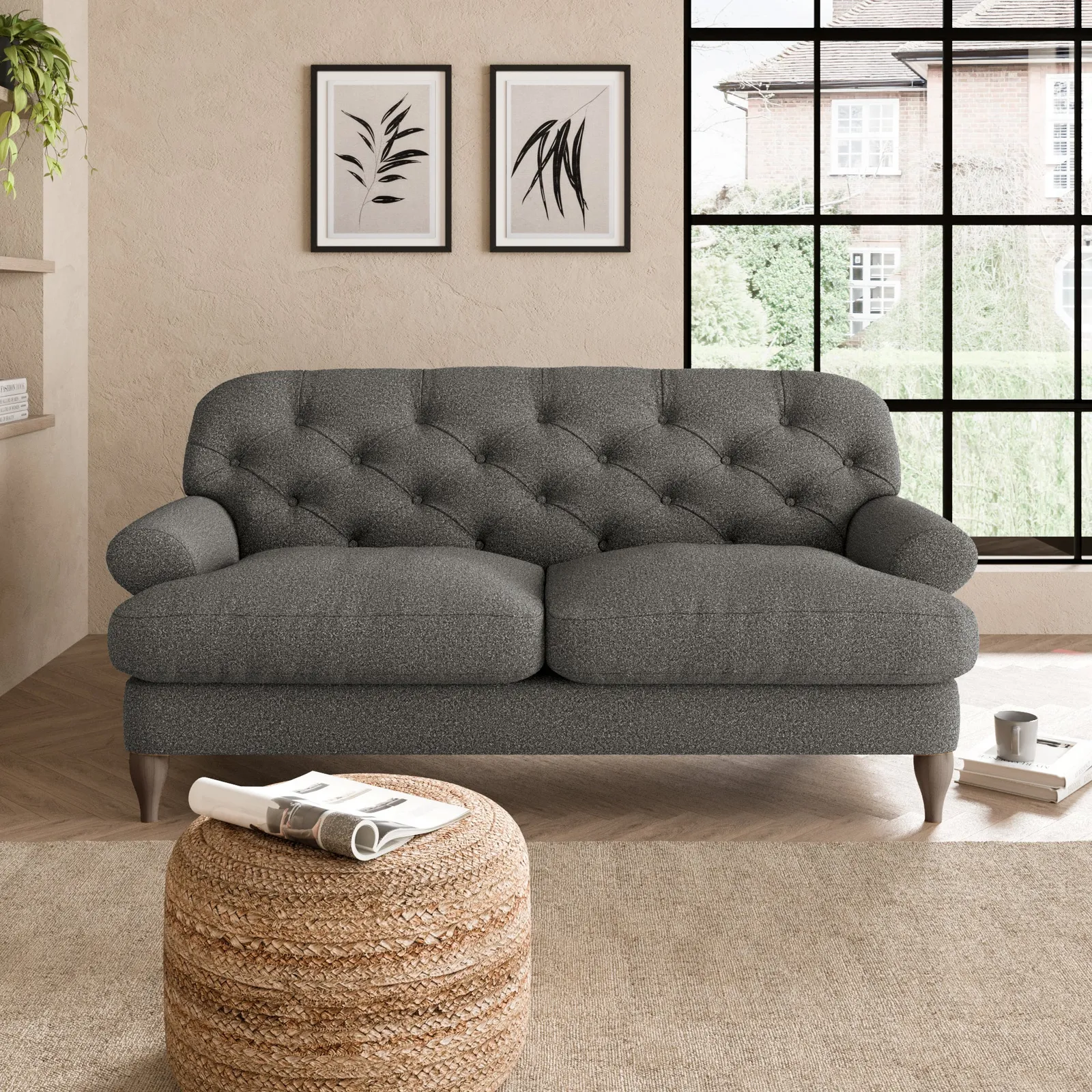 Canterbury Cosy Marl 2 Seater Sofa Grey