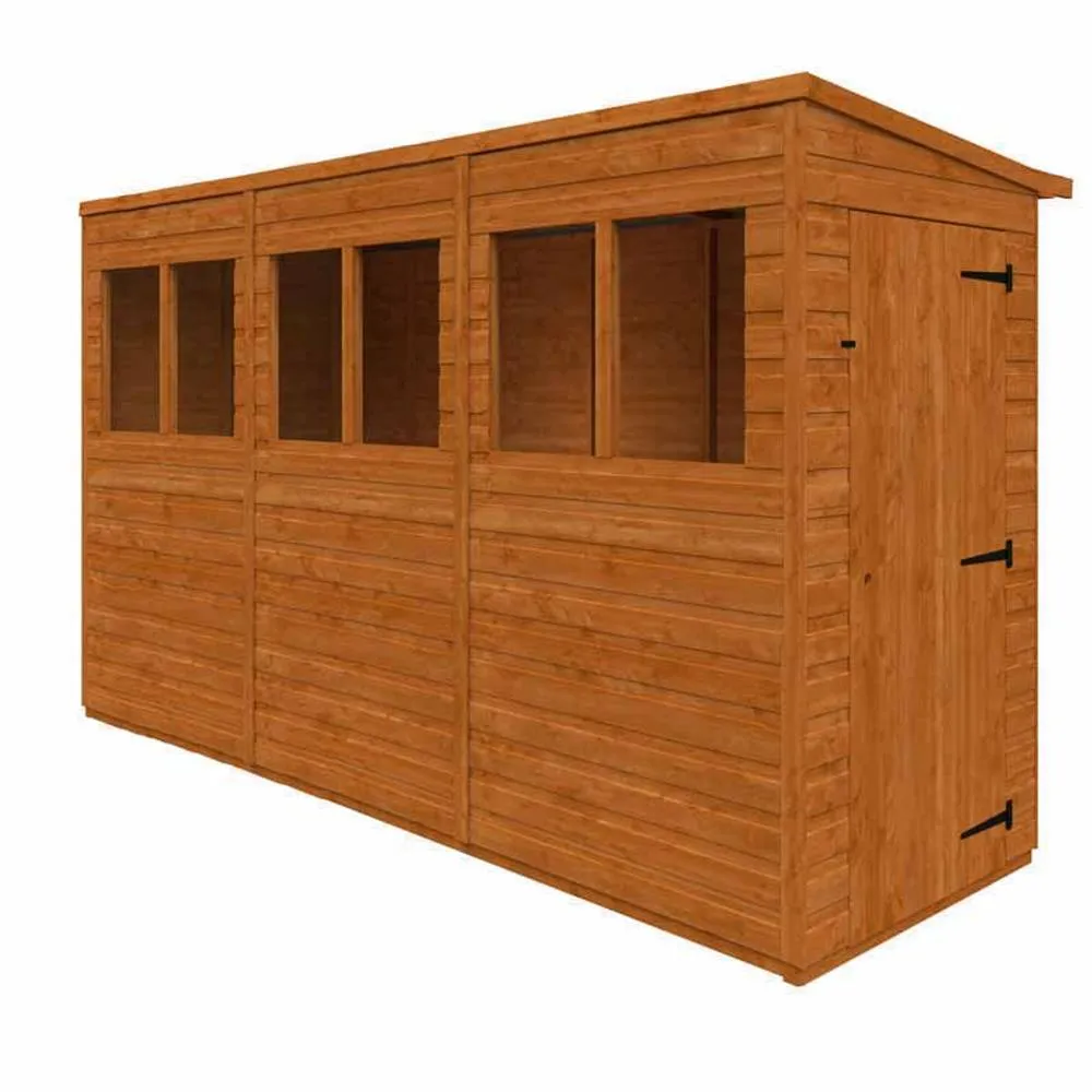 Buttercup Farm 12x4 Flex Pent Summerhouse Garden Sunroom 12mm Flex in Burnt Orange