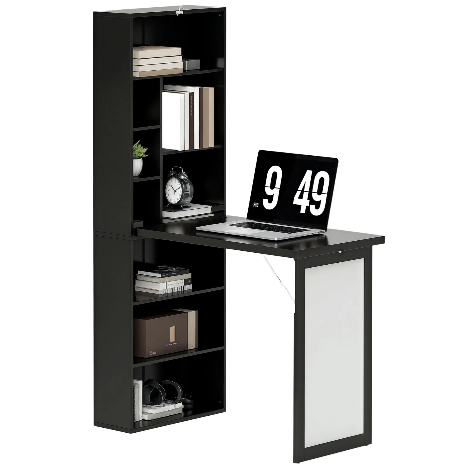 HOMCOM Convertible Desk with Whiteboard Multi-function Workstation in Black 2