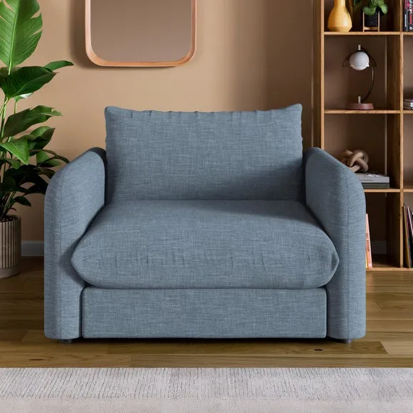 Nolan Faux Linen Snuggle Single Sofa Bed
