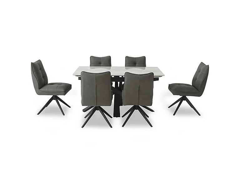 Germain Extending Dining Table and 6 Swivel Chairs - 150-cm - Charcoal