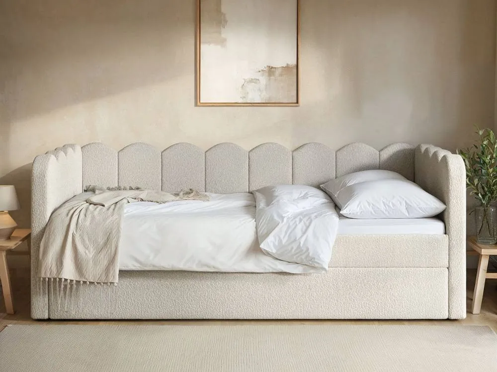 Flair Esme Cloud Fabric Day Bed with Trundle in Beige 2