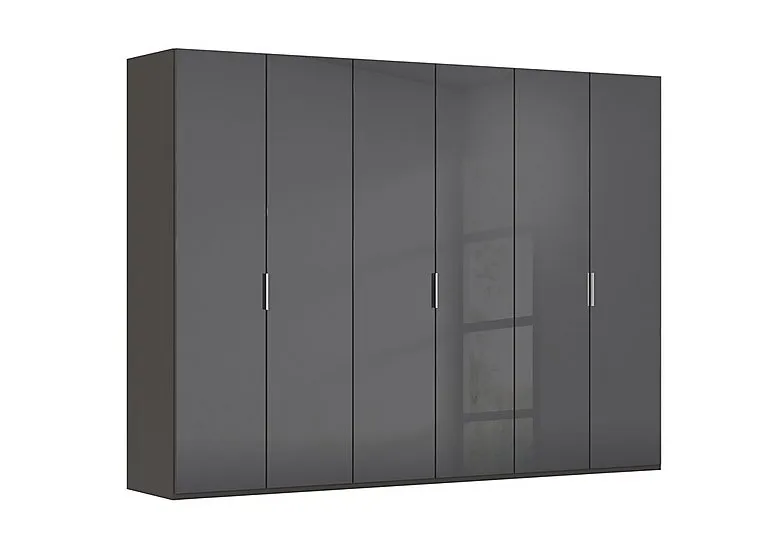 Formes 6 Door Bifold Wardrobe with Glass Doors - Graphite/Basalt Front