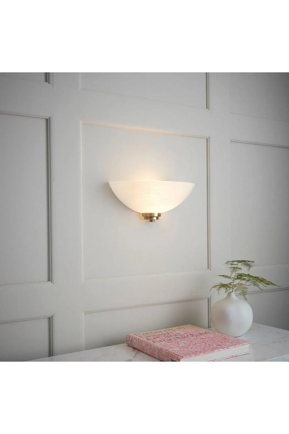 Netlighting Welles 1 Light Indoor Wall Uplighter White Antique Brass E27 in Gold 5