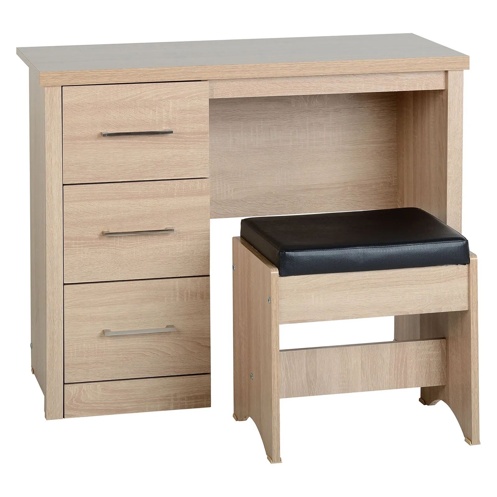 Lennon Oak Effect 3 Drawer Dressing Table Set Oak