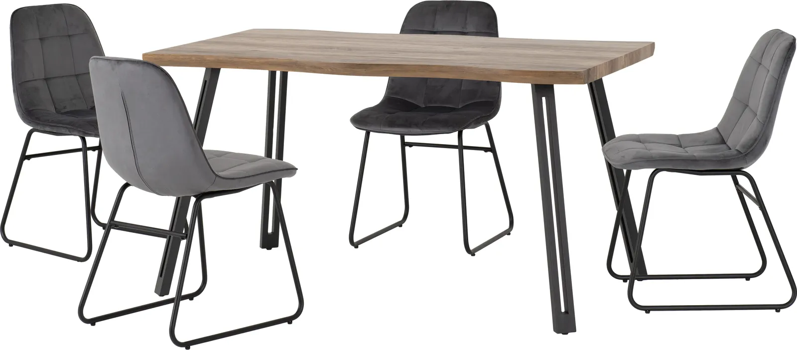 Seconique Quebec Wave Edge Dining Set with Lukas Chairs in Grey 2