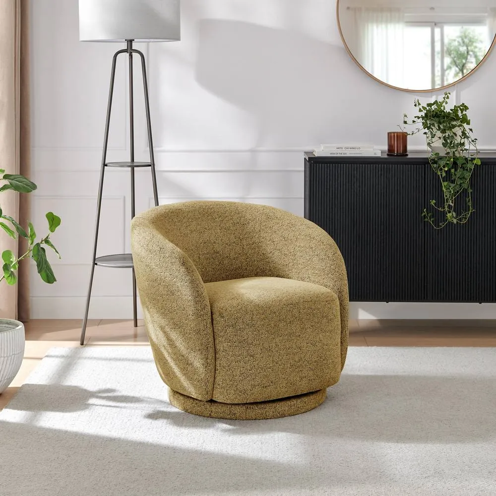 FurnitureboxUK Romilly Fabric Swivel Accent Tub Chair in Yellow