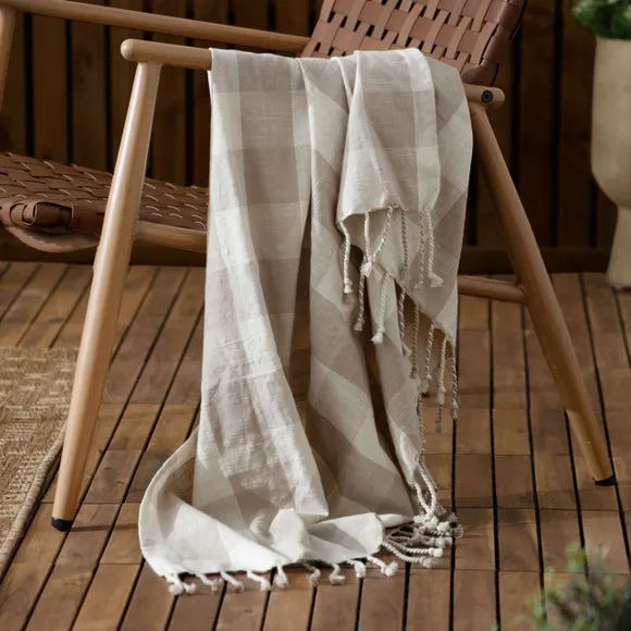 Yard Chesil Check Cotton Throw Blanket 130cm x 170cm 1