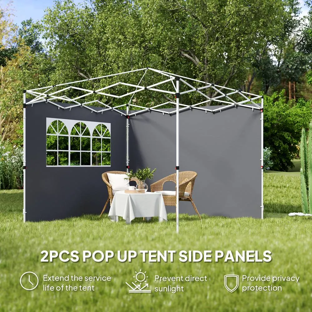 OUTSUNNY Gazebo Replacement Exchangeable Wall Panels w/ Window, Dark Grey 4