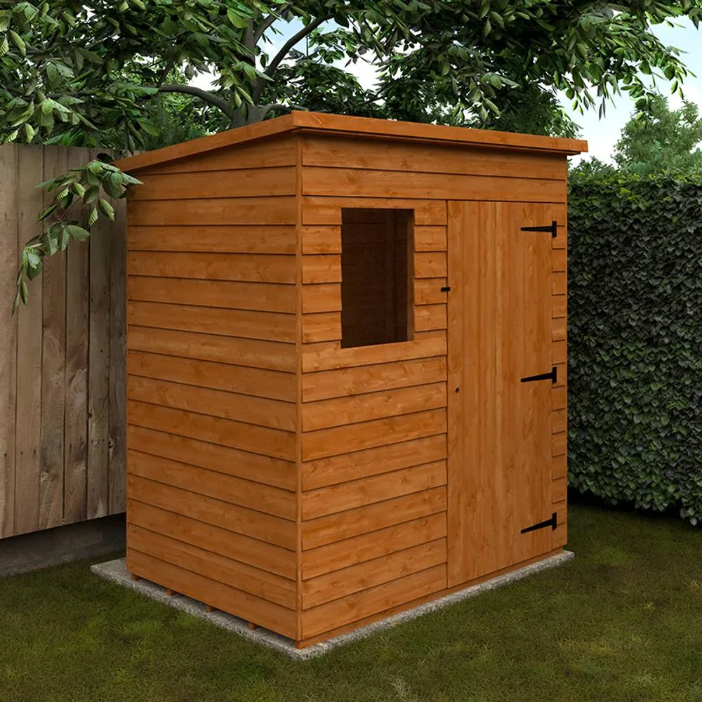 Buttercup Farm 6 x 4 Feet Budget Pent 9mm Shed - Solid Wood/Softwood/Pine in Burnt Orange 2