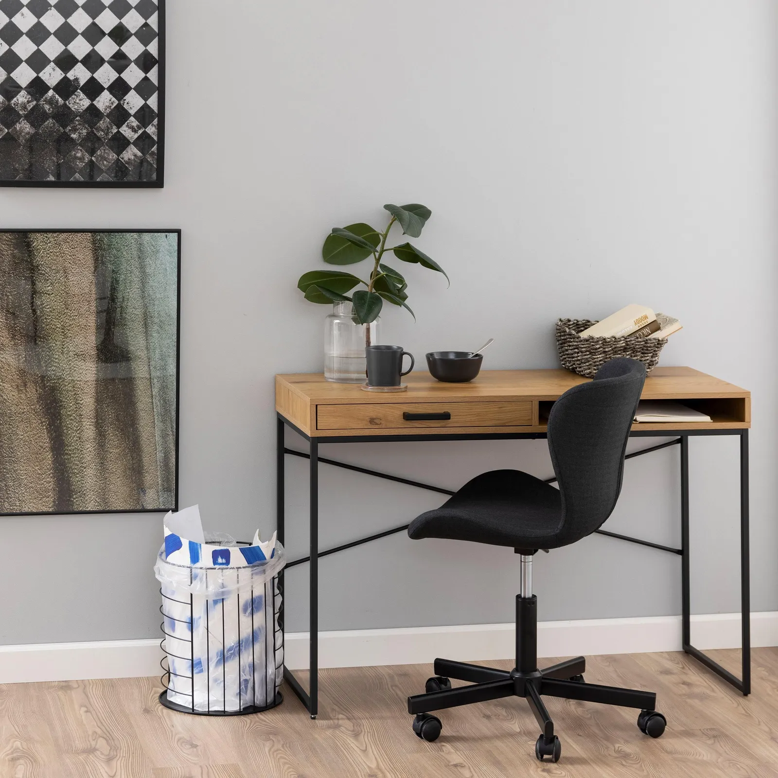 Furniture To Go Seaford Office Desk with 1 Drawer in Oak in Light Oak 6