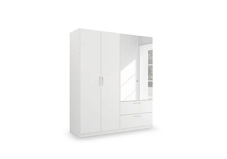 Impulse 181cm 4 Door Combi Wardrobe with 2 Mirror Doors - Alpine White