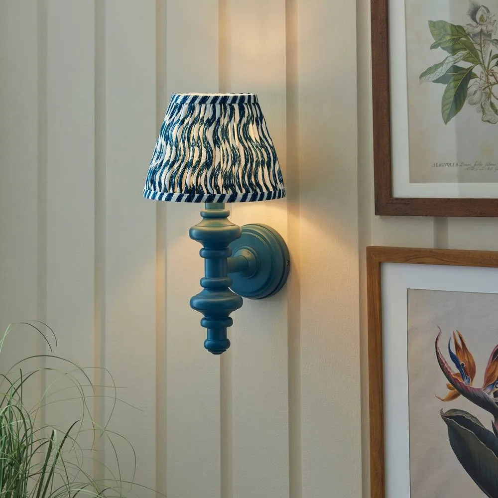 Netlighting Carnaby Blue Wall Light Blue Fabric Ripple Shade 20cm B22 2