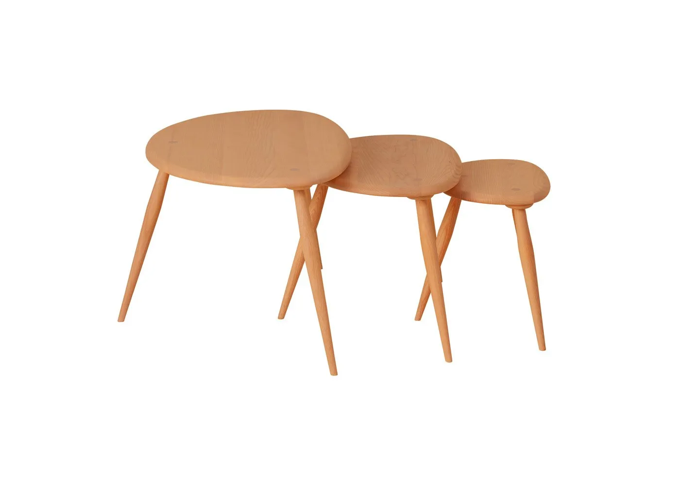 Ercol Pebble Nest of Tables Light Ash 1