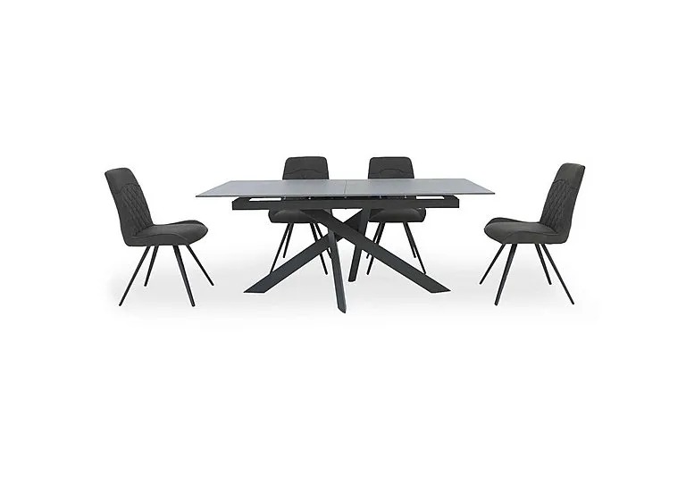 Warrior Grey Extending Dining Table with 4 Standard Chairs - Grey