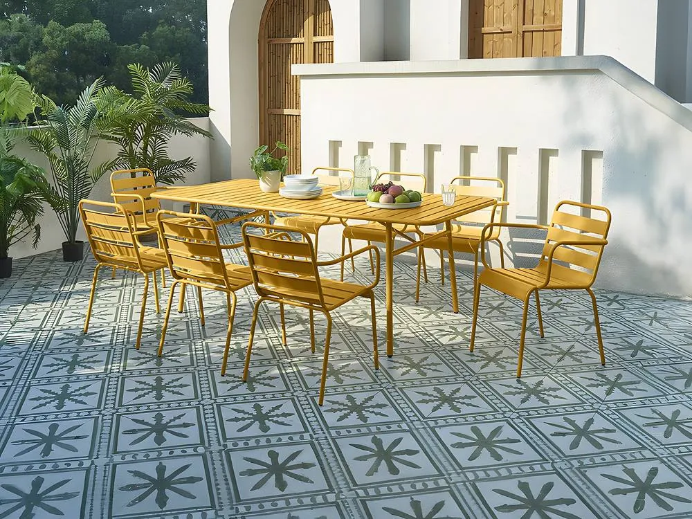 Vente-unique Metal Garden Table L.160 Cm - Mustard Yellow - MIRMANDE By MYLIA