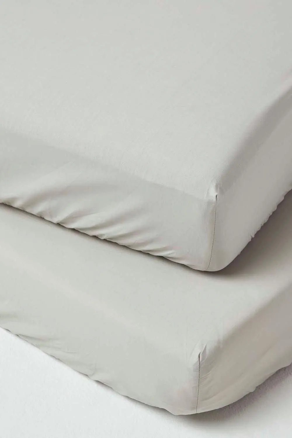 Homescapes Cotton Cot Bed Fitted Sheets 200 Thread Count, 2 Pack in Grey 1