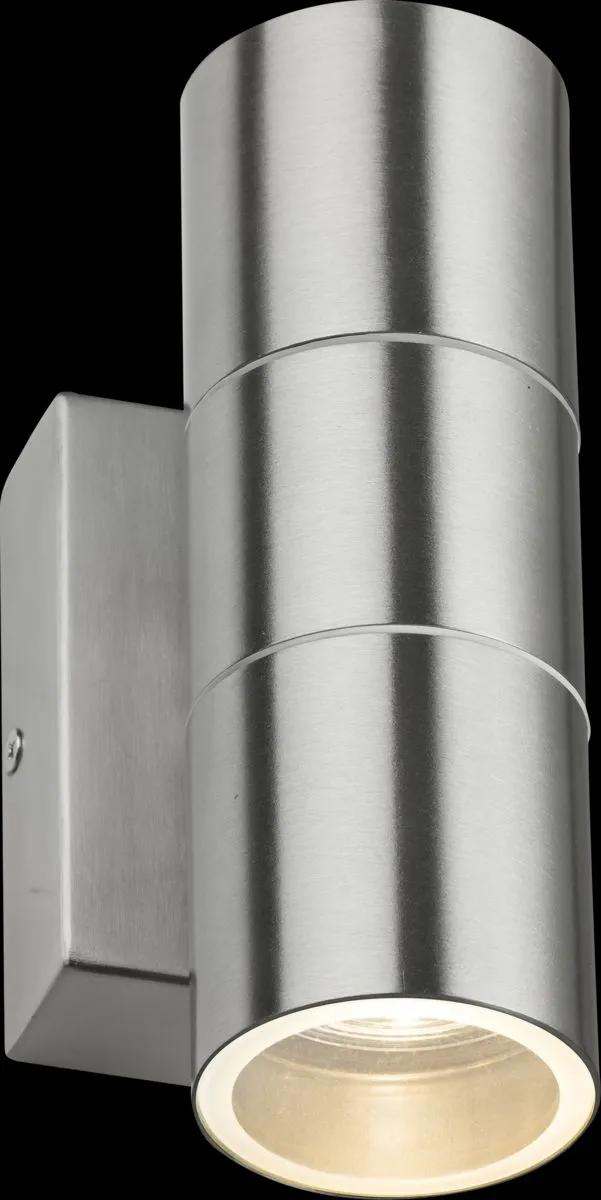 Netlighting GU10 Up & Down Wall Light with Photocell Sensor Brushed Chrome 230V IP54 2x20W in Grey