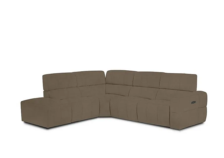 Cube Fabric Power Recliner Left Hand Facing Chaise End Sofa with Power Headrest - Opulence Cedar