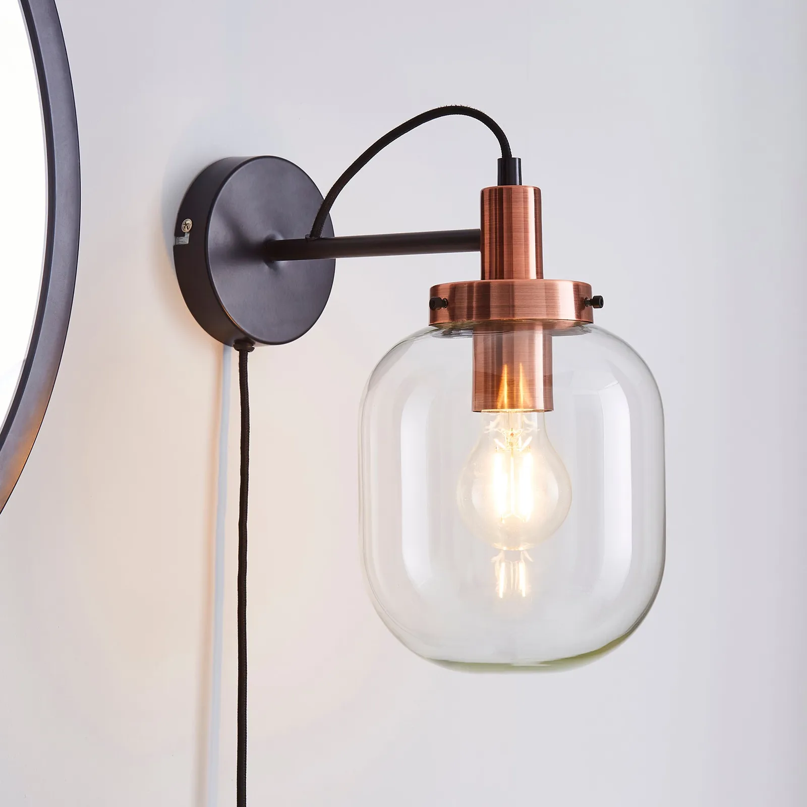 Dayo Easy Fit Plug In Wall Light Clear