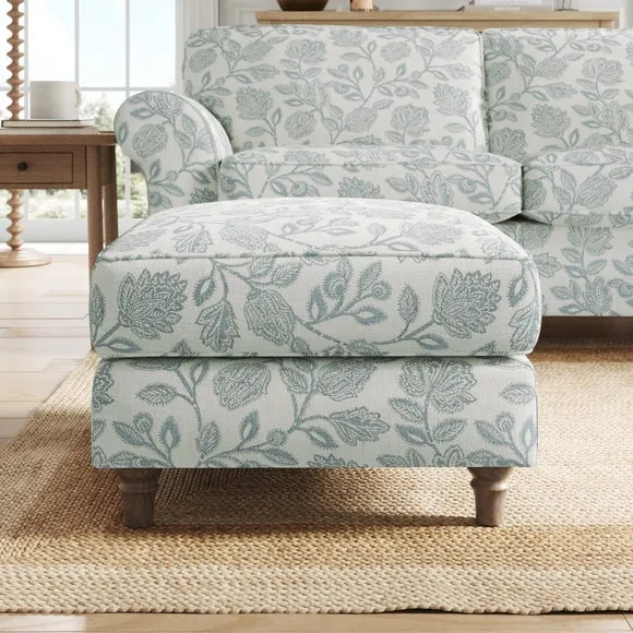 Flori Woven Floral Fabric Footstool 3