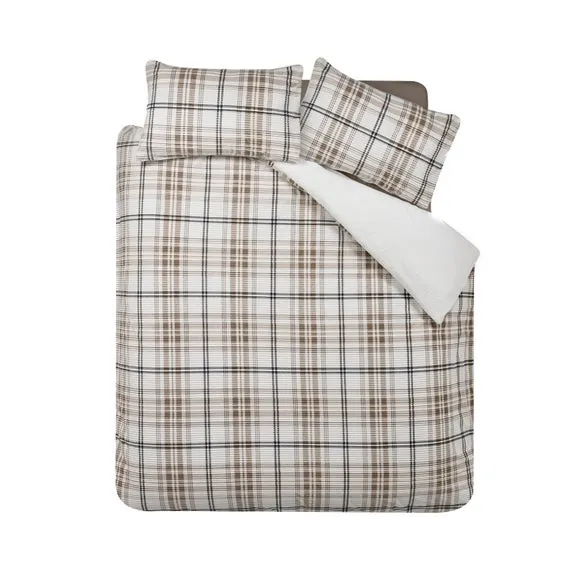 Catherine Lansfield Cosy Ribbed Check Duvet Cover & Pillowcase Set 4