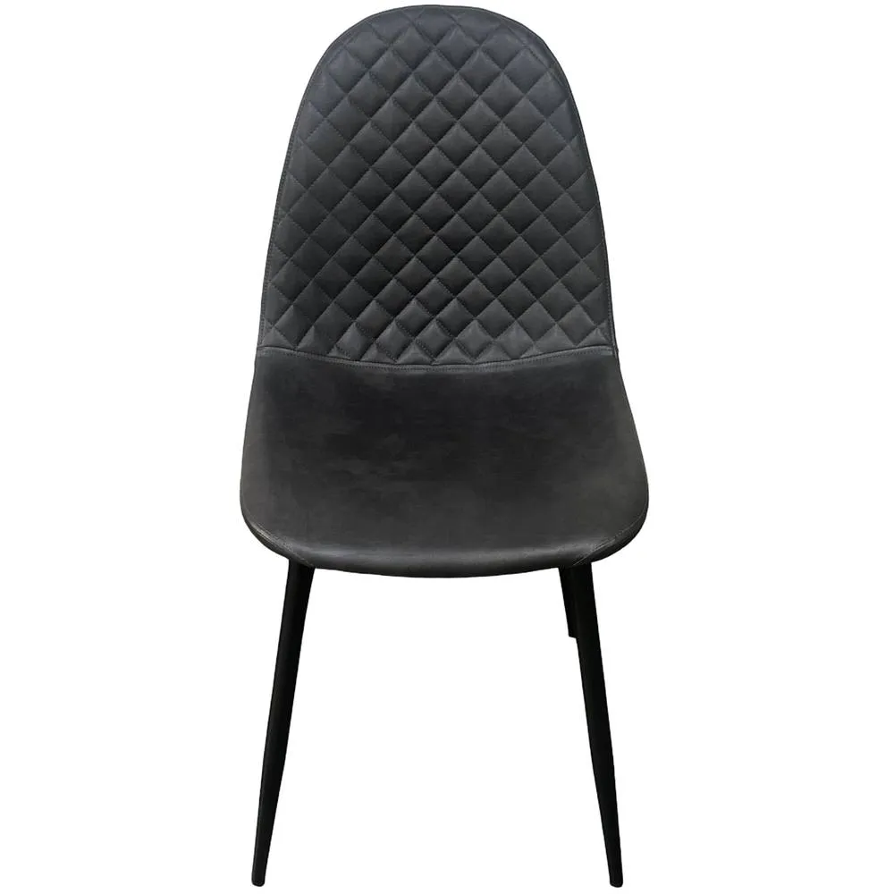 IH Design Corona Leather Steel Legs Dining Chairs (Set of 4) in Grey 3