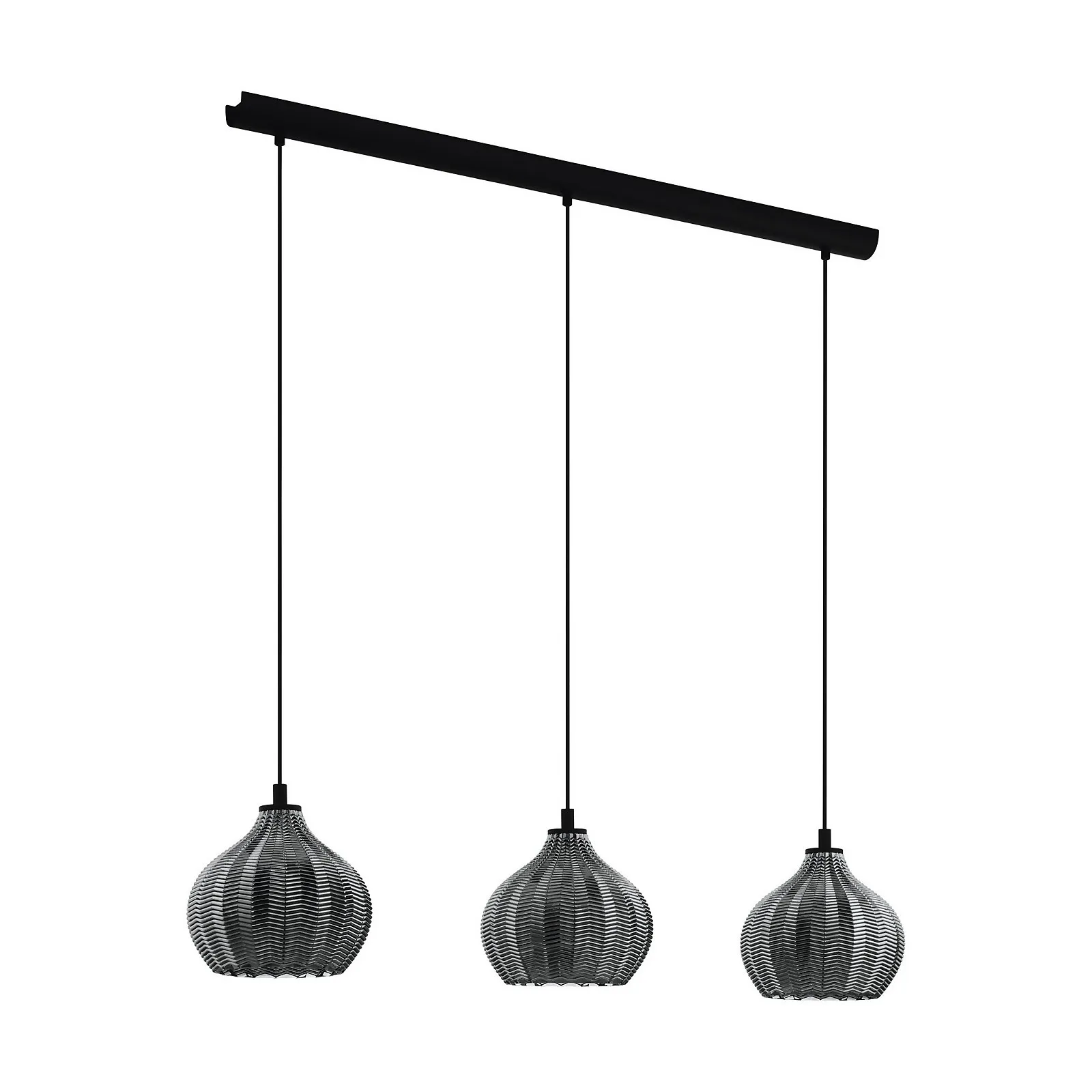 EGLO Tamallat Black Glass 3L Pendant Light