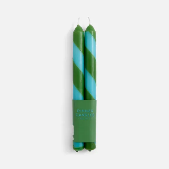 Set of 2 Stripe Taper Candles 3