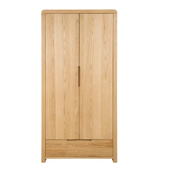 Curve Double 1 Drawer Wardrobe, Oak 4