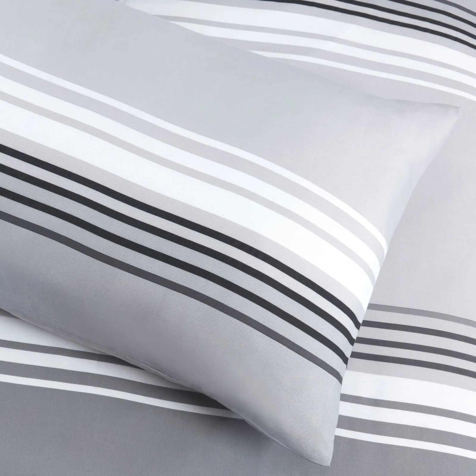 Rapport Home Chicago Stripes Microfiber Duvet Cover Bedding Set with Pillowcase in Grey 2