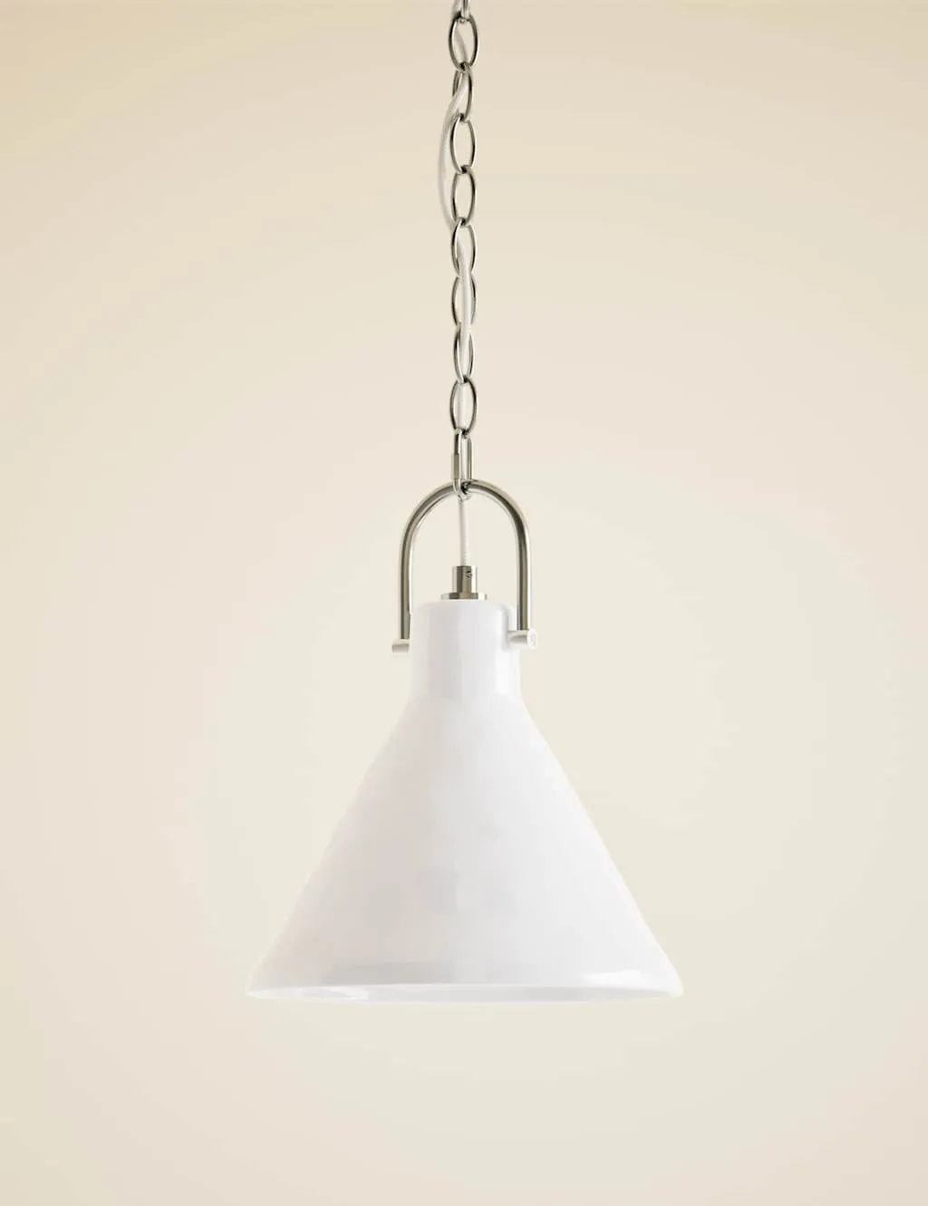 M&S Ceramic Mottled Cone Pendant Light White