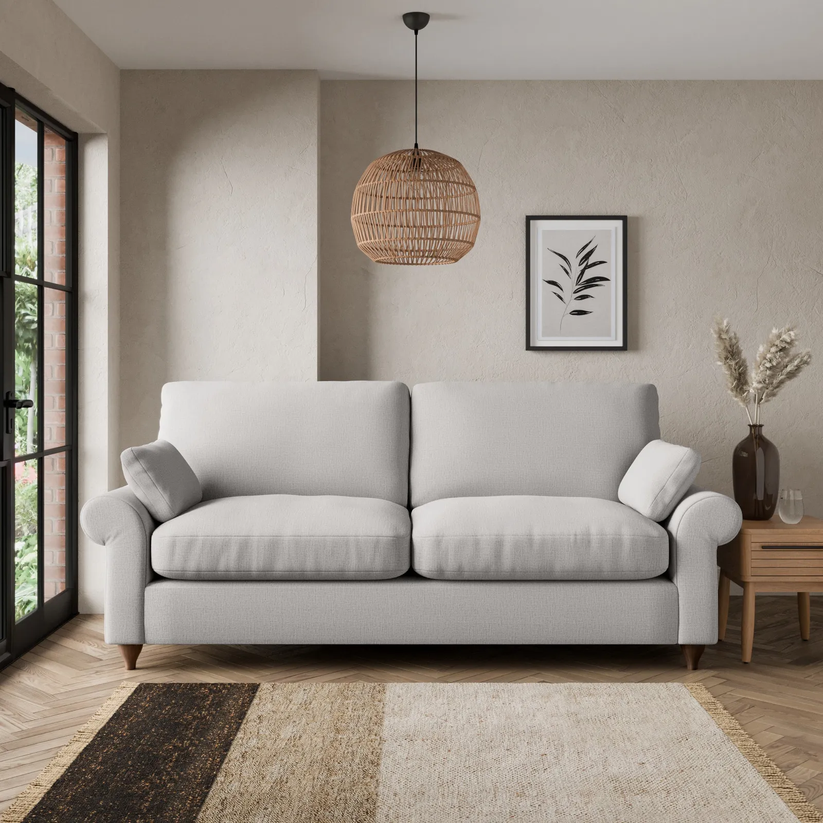 Salisbury Textured Weave 3 Seater Sofa Silver