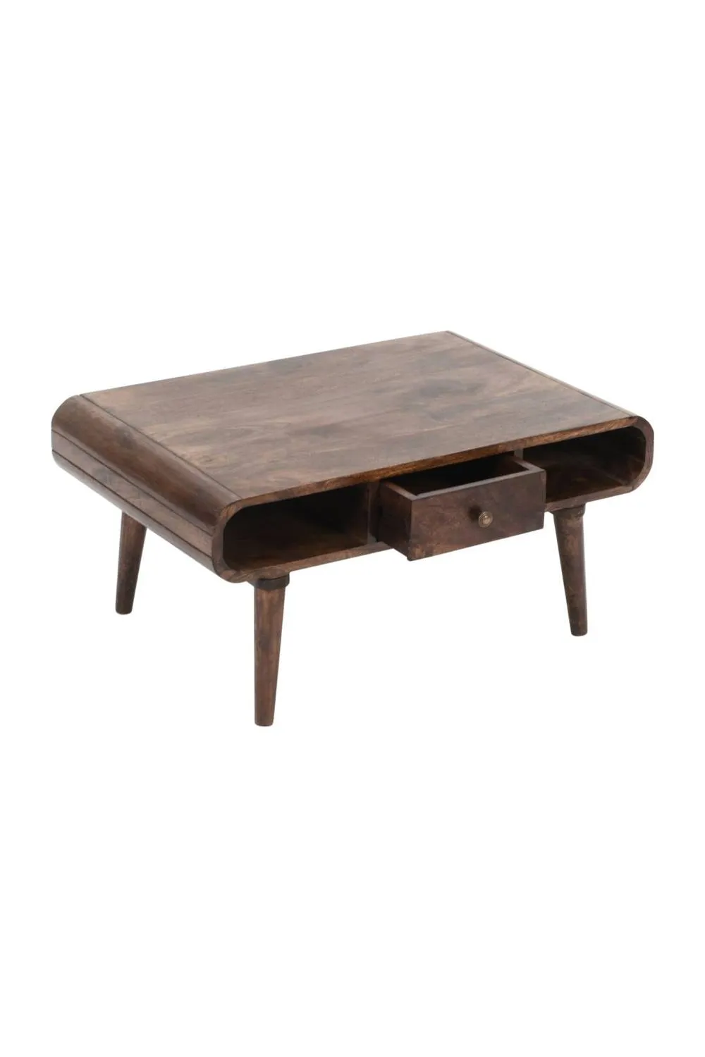 IH Design Rowledge Solid Mango Wood Coffee Table With Drawer in Brown 4