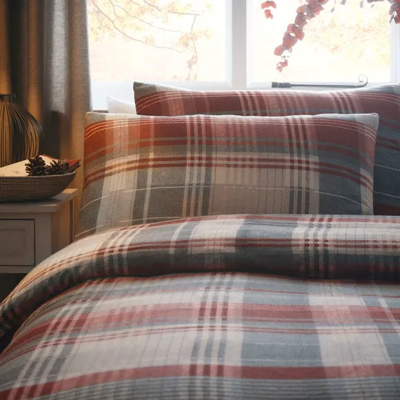 Dreams & Drapes Lodge Connolly Check 100% Brushed Cotton Duvet Cover & Pillowcase Set 2
