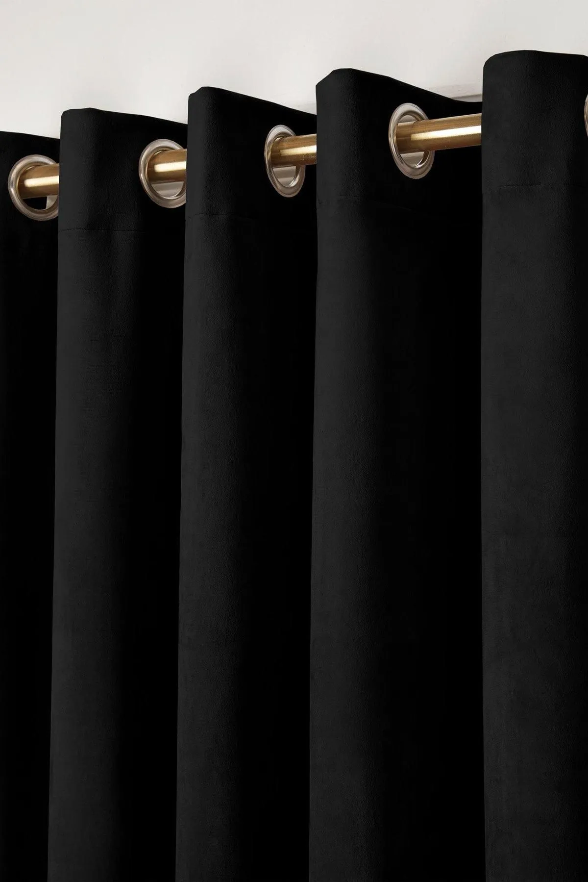 Laurence Llewelyn-Bowen Montrose' Velvet Blackout-Coated Pair of Eyelet Curtains in Black 2