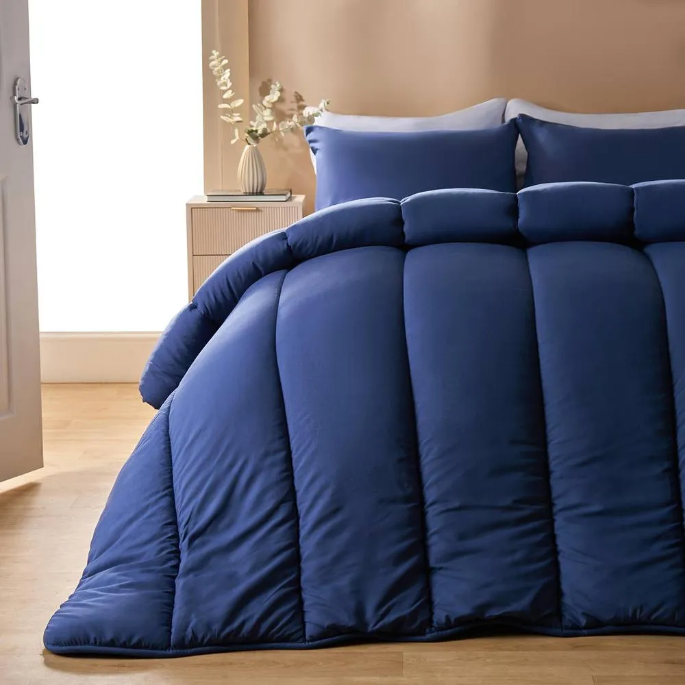 OHS Soft Coverless 10.5 TOG Duvet Set Pillowcase Quilted Cover in Mid Navy