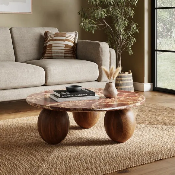 Buffie Coffee Table, Marble and Mango Wood 1