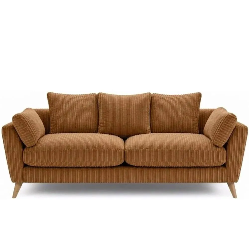 Bliss Furniture Harlow Jumbo Cord 2 Seater Sofa, Modern Tailored Design in Tan Beige