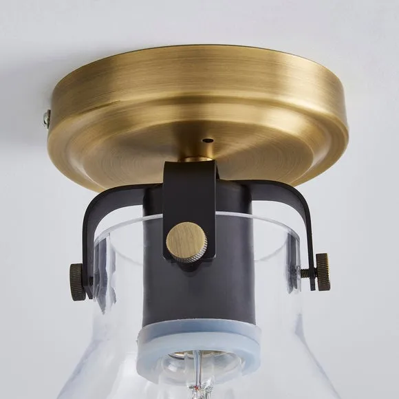 Paulson Antique Brass Bathroom Flush Ceiling Light 4