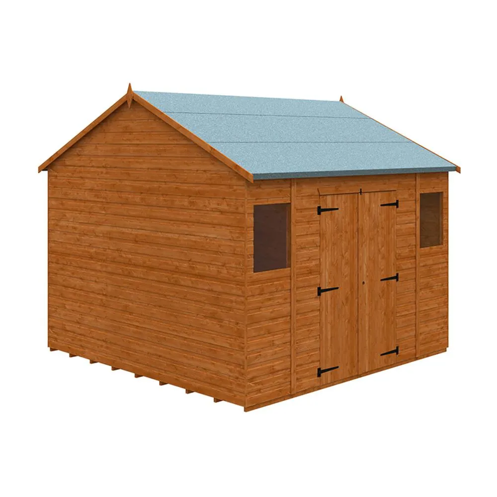 Buttercup Farm 10 x 10 Feet Workman Apex 12mm Shed - Solid Wood/Softwood/Pine in Burnt Orange
