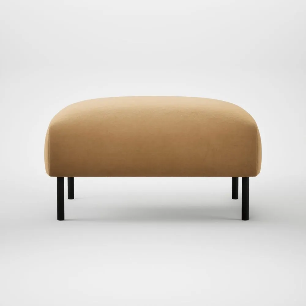 Heal's Alto Ottoman Wool Velvet Camel Black Feet 2